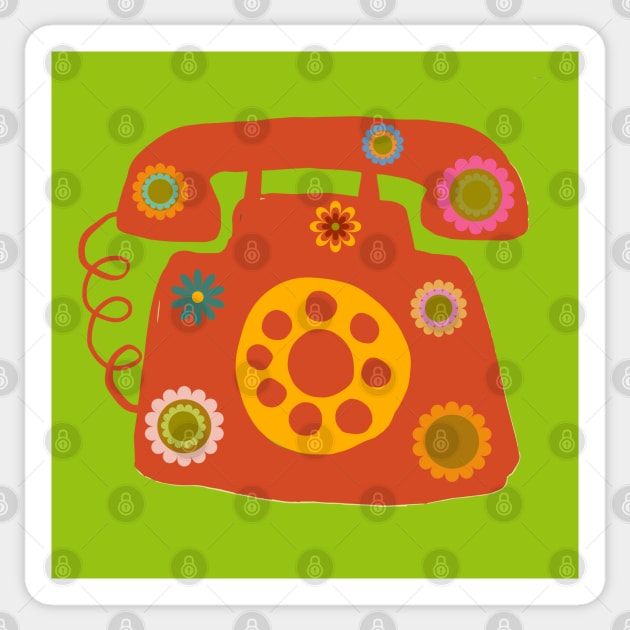 RETRO 60S STYLE DESK PHONE VINTAGE TELEPHONE Sticker by DAZu